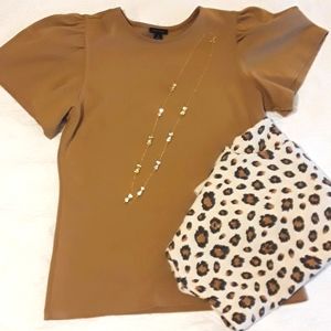 XS Ann Taylor flutter sleeve top. Camel color...NOT mustard.